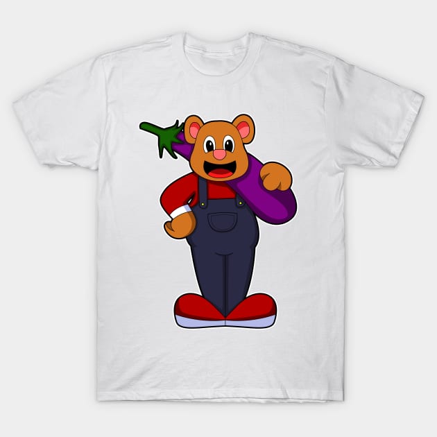 Bear at Farmer with Eggplant T-Shirt by Markus Schnabel